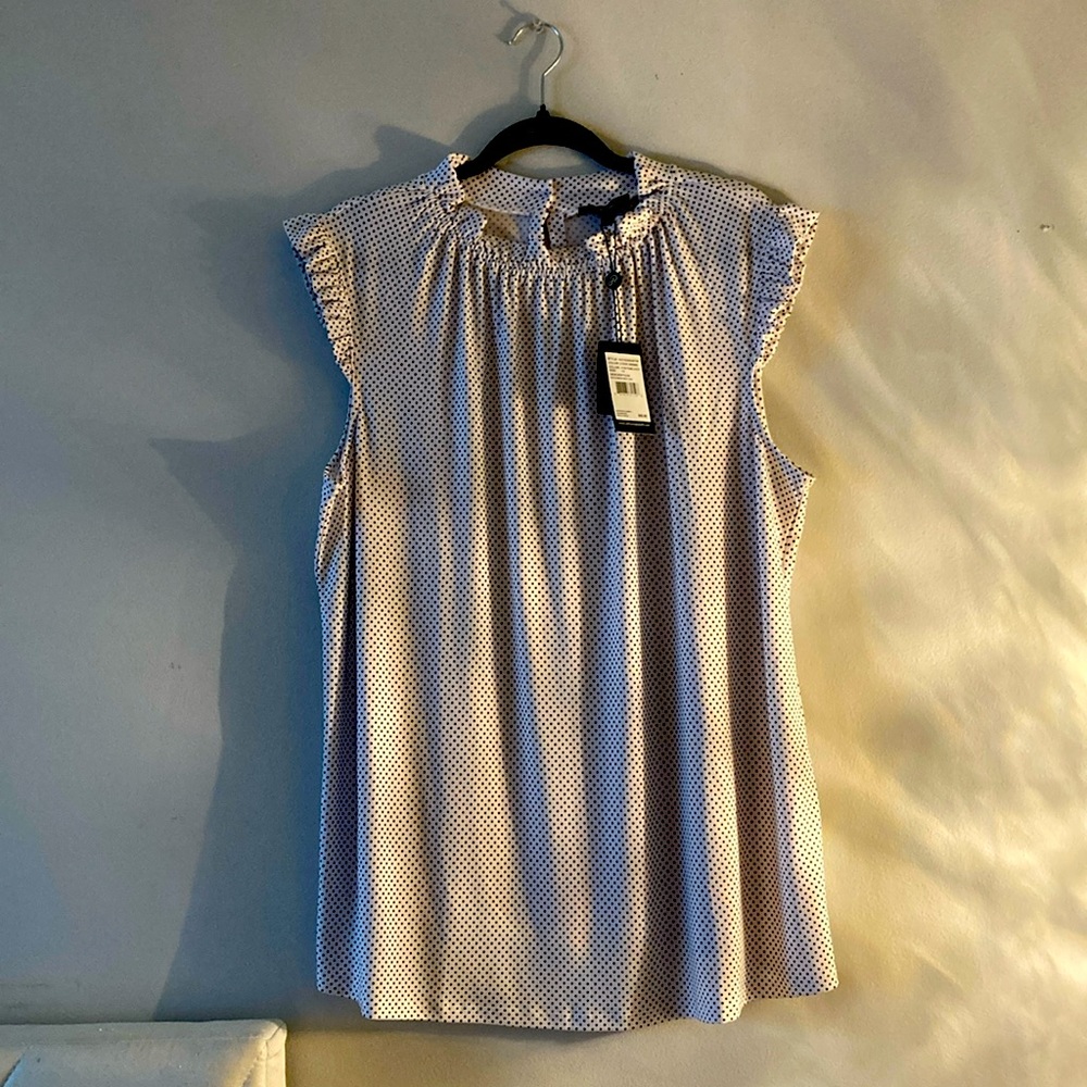 Adrianna Papell Ruffle Dotted Tank Top Blouse
